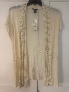 Theory Diana Echo Beaded Cardigan Ivory Size M